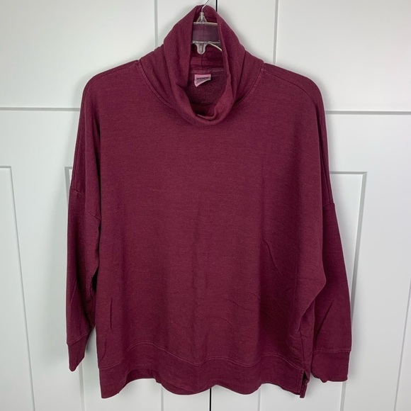 PINK Victoria's Secret Tops - Victorias Secret PINK MEDIUM turtleneck tunic sweatshirt red purple oversized
